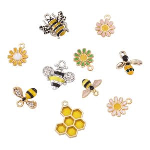 1 Box Bees Daisy Honeycomb Alloy Enamel Charms