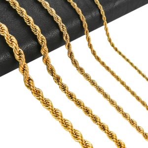 Unisex 2/3/4/5/6mm 316L Rope Chain Necklace
