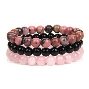 8mm Natural Stone Bracelet Set 3Pcs