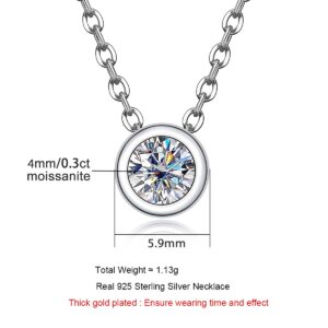 4mm 0.3ct D Colour Moissanite 18K Gold Plated Necklace