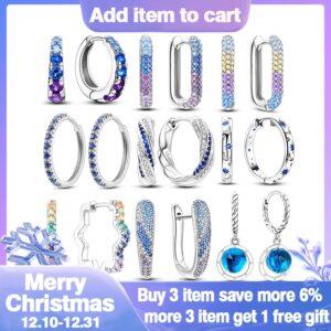 925 Sterling Silver Blue Cubic Zircon Earrings