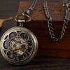Mechanical Hand Wind Pocket Watch with Fob Chain - Image 2