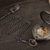 Mechanical Hand Wind Pocket Watch with Fob Chain - Image 4