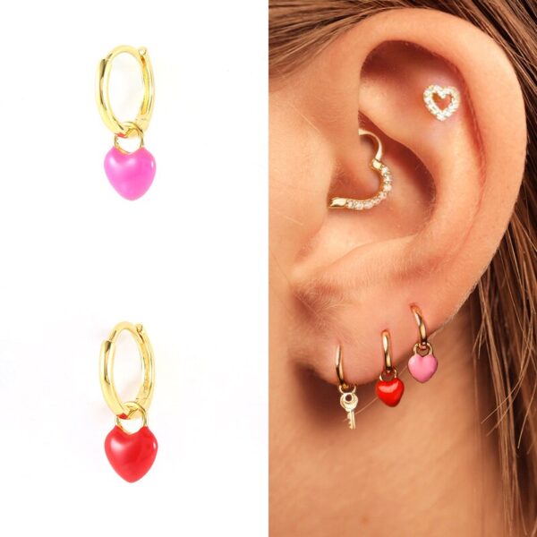 red enamel fashion earrings