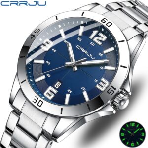 Quartz Stainless Steel Luxury Wristwatch with Date