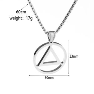 Unisex Stainless Steel AA Symbol Pendant Necklace