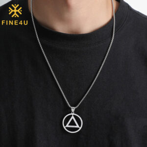 Unisex Stainless Steel AA Symbol Pendant Necklace