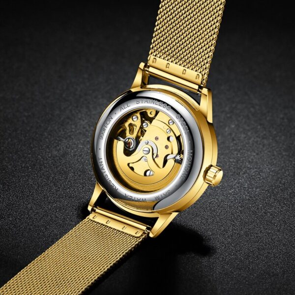 Gold Automatic S/S Strap Skeleton Mechanical Watch - Image 5