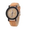 Unisex Flower Surface Wood Grain Leather Watch - Image 3