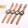 Unisex Flower Surface Wood Grain Leather Watch - Image 6