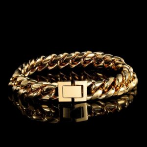 Unisex 18K Gold-Plated Stainless Steel Cuban Link Bracelet