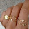 Bohemian Gold Colour Chain Ring Set - Image 4
