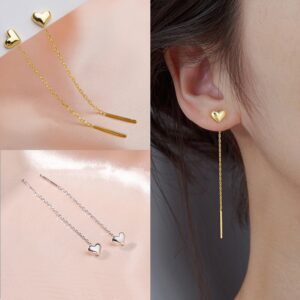 Long Wire Thread Chain Star Heart Beads Drop Earrings
