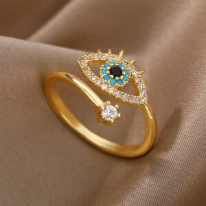 Turkish blue evil eye s/s ring