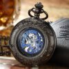 Luxury Retro Golden Hollow Skeleton Mechanical Pocket Watch - Image 3