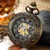 Luxury Retro Golden Hollow Skeleton Mechanical Pocket Watch - Image 6