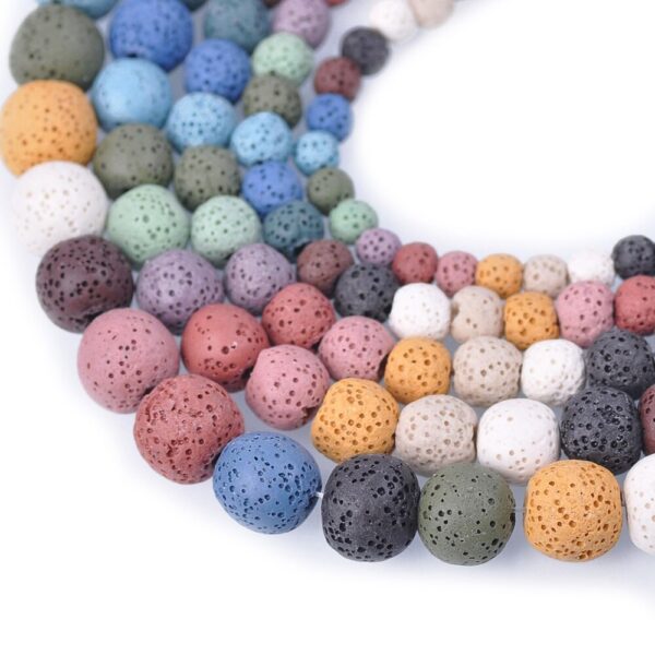 Natural Volcano Lava Stone Round Beads - Image 3