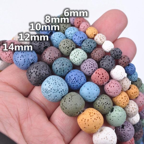 Natural Volcano Lava Stone Round Beads - Image 5