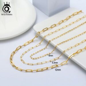 Unisex 14k Gold-Plated 925 Silver Paperclip Chain Necklace