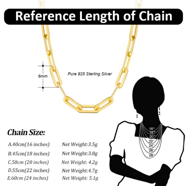 Unisex 14k Gold Plated 925 Silver Paperclip Chain Necklace