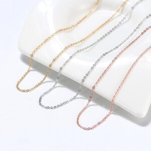925 Sterling Silver Rose Gold 1mm Cable Chain Necklace