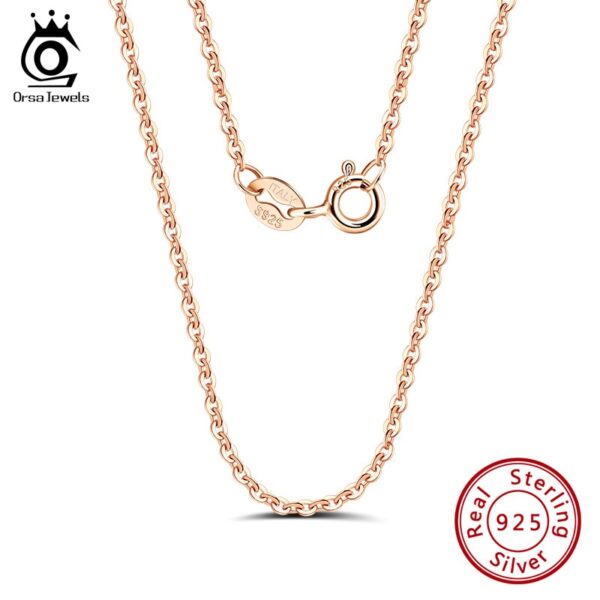 925 Sterling Silver Rose Gold 1mm Cable Chain Necklace