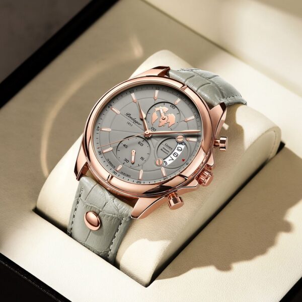 Fashion Chronograph Leather Quartz Watch - Image 3