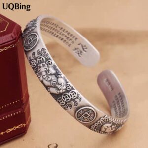 Silver Colour Vintage Elephant 925 Stamp Bangle & Bracelet
