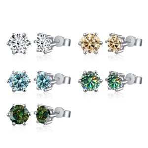 Real Moissanite Stud Earrings with Certificate