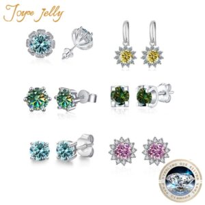 Real Moissanite Stud Earrings with Certificate