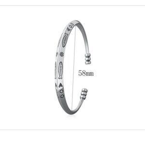 Unisex Retro 925 Silver Plated Open Cuff Bracelet