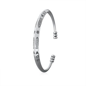 Unisex Retro 925 Silver Plated Open Cuff Bracelet