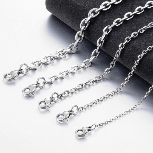 Unisex 1.6/2.4/3/4/5mm Stainless Steel Silver Colour Chain