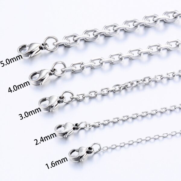 Unisex 1.6/2.4/3/4/5mm Stainless Steel Silver Colour Chain