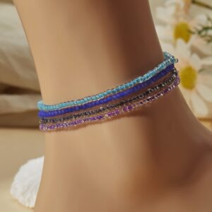 elastic beaded ankle bracelets