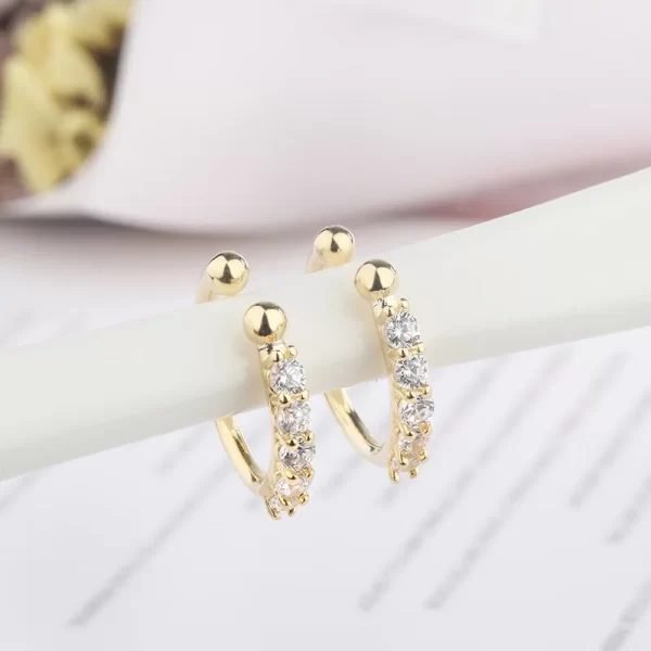 2 Pcs/Bag Non-Pierced Clip-on Crystal Ear Cuffs