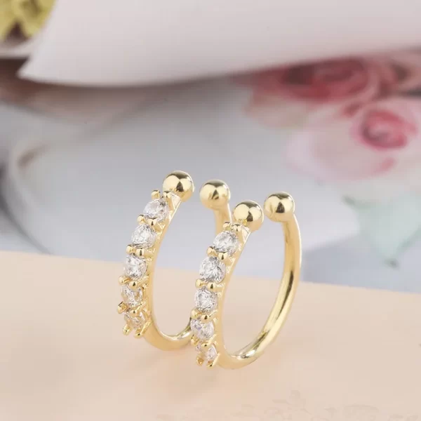 2 Pcs/Bag Non-Pierced Clip-on Crystal Ear Cuffs