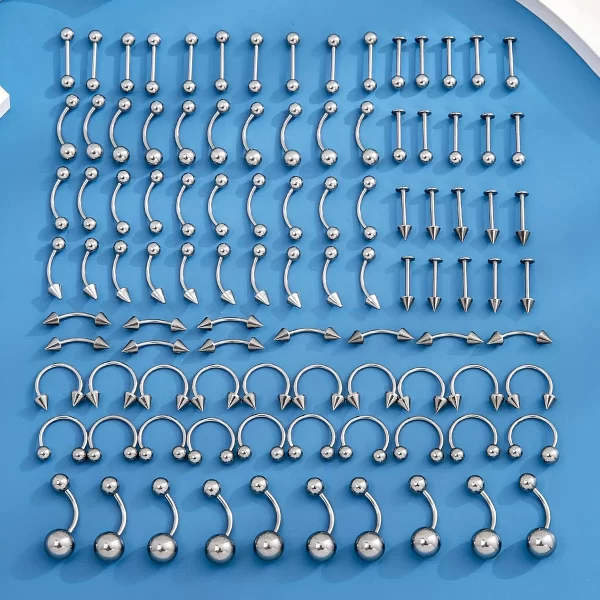 85Pcs Surgical Steel Body-Piercing Jewellery