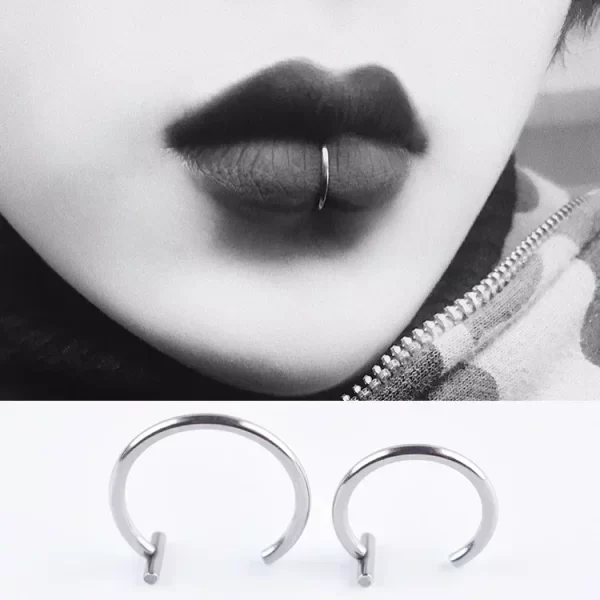 5Pcs Titanium Steel Clip-On Lip Ring/Nose Ring