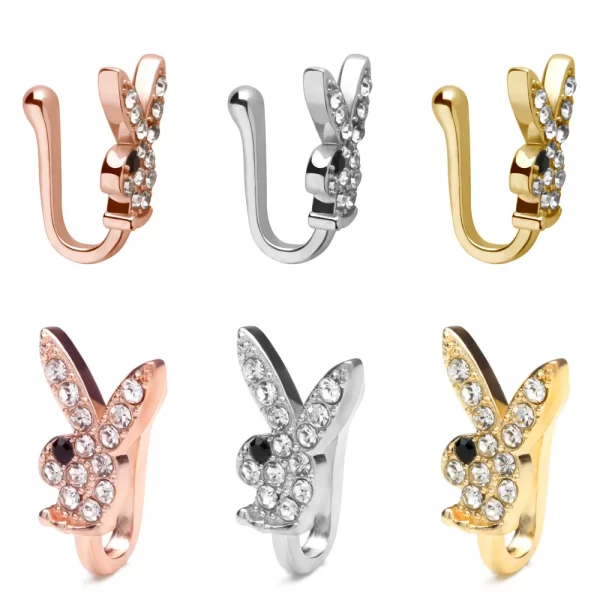 Unisex Crystal Rabbit Fake Nose Piercing Body Jewellery