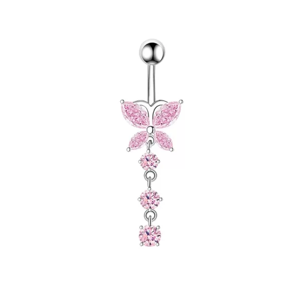 1Pcs Cute Stainless Steel Pink Belly Button Ring