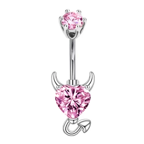 1Pcs Cute Stainless Steel Pink Belly Button Ring