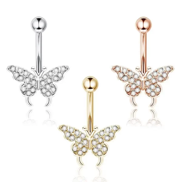 1Pcs Stainless Steel CZ Belly Button Ring