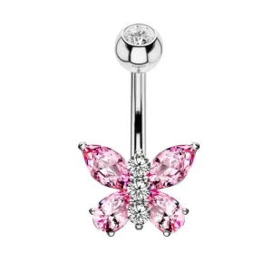 1Pcs Cute Stainless Steel Pink Belly Button Ring
