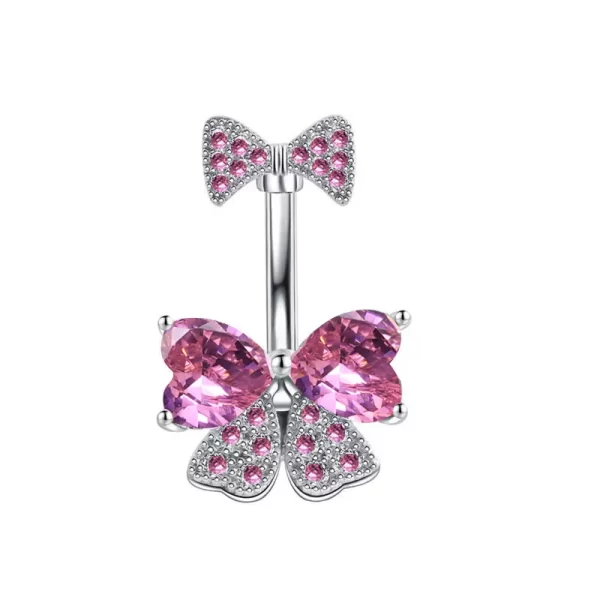 1Pcs Cute Stainless Steel Pink Belly Button Ring