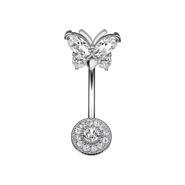 1Pcs Stainless Steel CZ Belly Button Ring