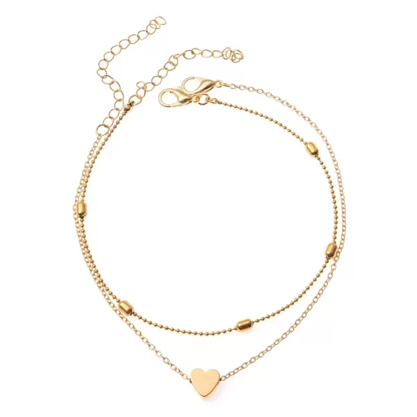 Vintage Multilayer Heart Anklet for Women