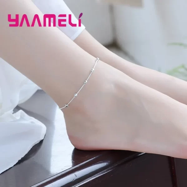 Adjustable Charm 925 Sterling Silver Anklet