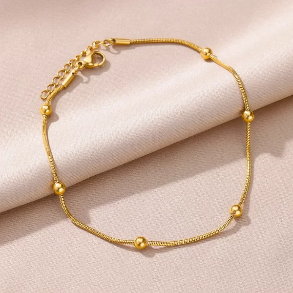 Stainless Steel Imitation Pearl Chain Anklet