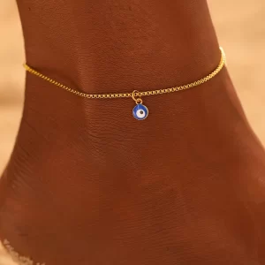 Acrylic Blue Eye Pendant Stainless Steel Anklet